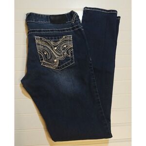 Vanity Premium Collection Slim Jeans Dark Wash Bling Embroidered 28W x 32L Women